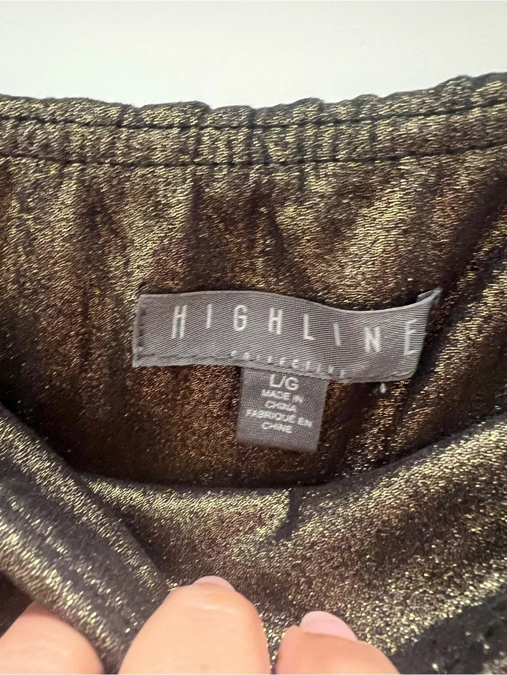 Highline brand Metallic Black Gold Leggings - Shimmery Pull-On Pants - Picture 2 of 4
